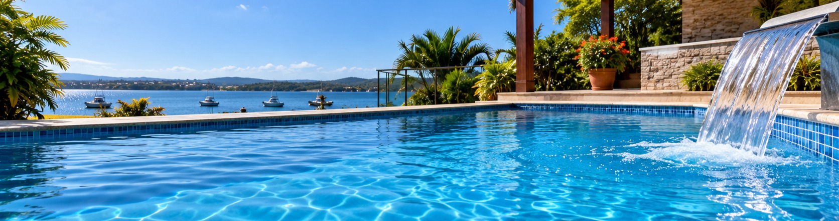 Piscina com água limpa e transparente